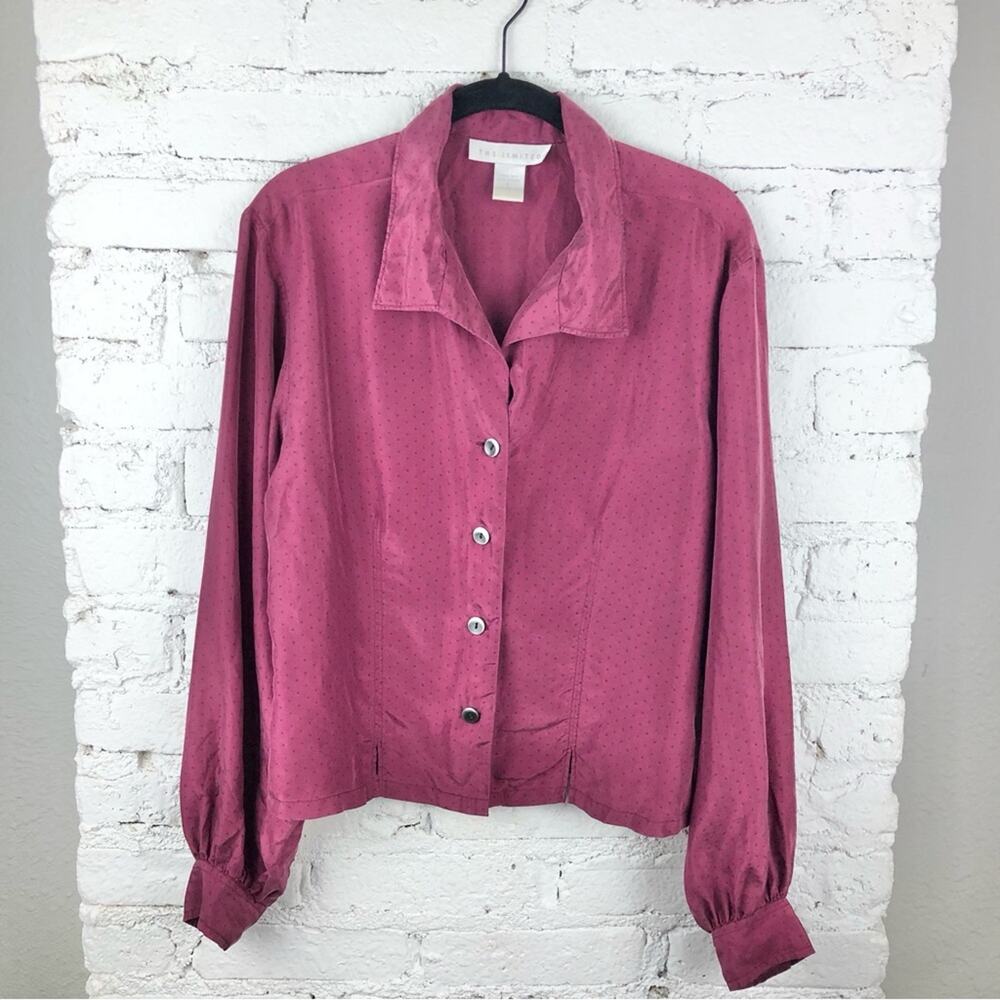 Vintage Limited Maroon Silk Button Up Blouse